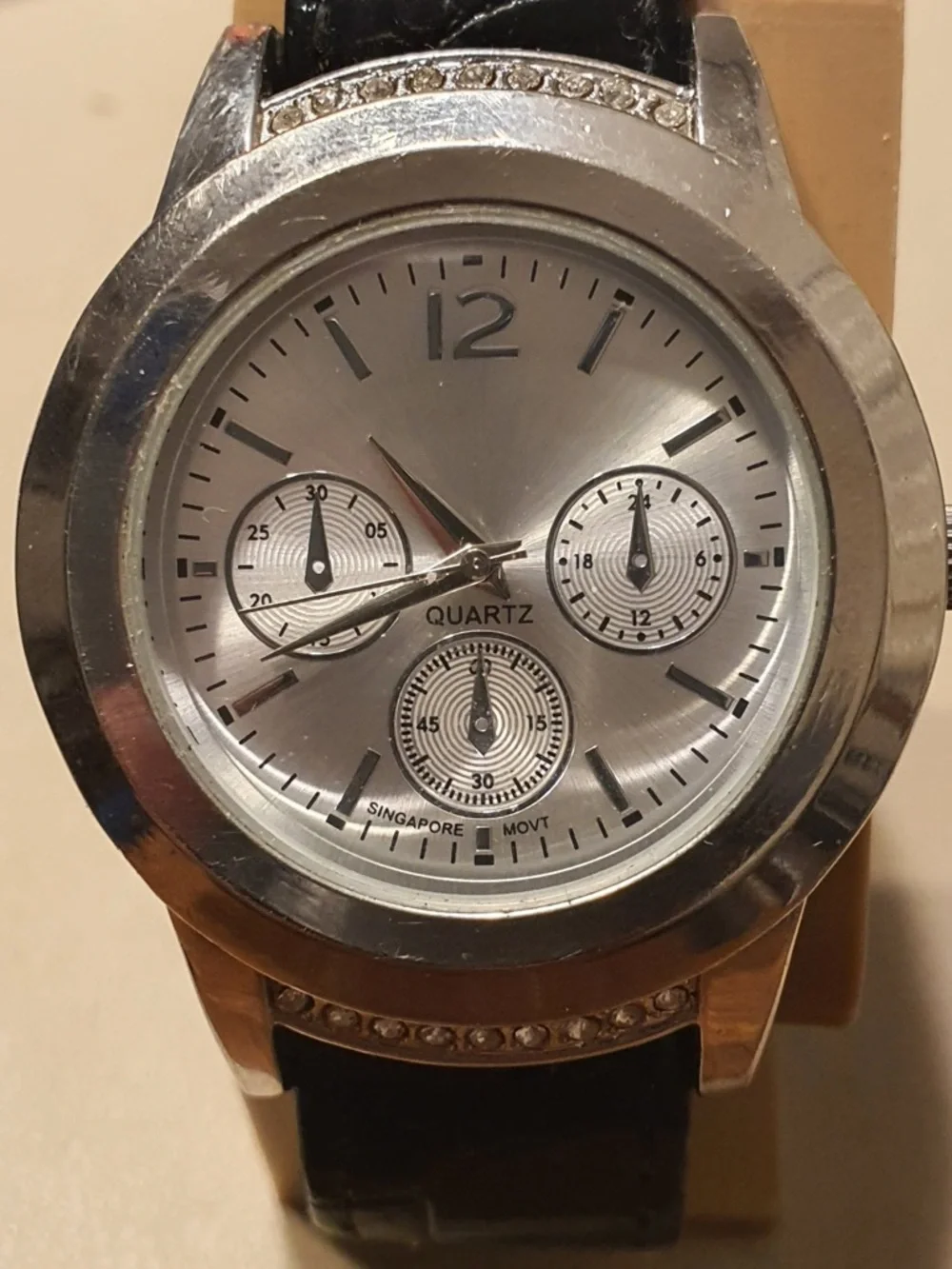 🦋10/$20🦋 Catherines Silver/Rhinestone Leather Women's Watch